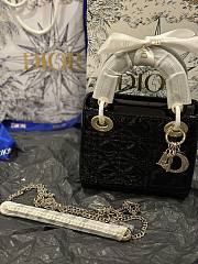 Dior Mini Lady Bag Black Patent Cannage Calfskin - 2