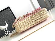 CC Beige/ Pink Raffia Small Flap Bag - 2