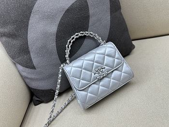 CC Clutch With Chain Lambskin Silver 