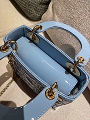 Okify Dior Mini Lady Bag Light Blue Patent Cannage Calfskin 17cm - 2