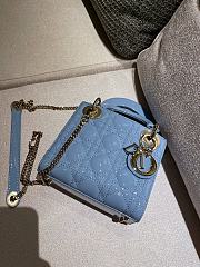 Okify Dior Mini Lady Bag Light Blue Patent Cannage Calfskin 17cm - 6