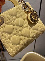 Okify Dior Mini Lady Bag Light Yellow Patent Cannage Calfskin 17cm - 3
