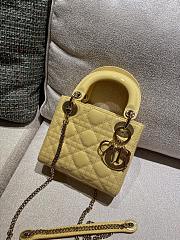 Okify Dior Mini Lady Bag Light Yellow Patent Cannage Calfskin 17cm - 5