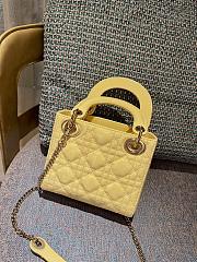 Okify Dior Mini Lady Bag Light Yellow Patent Cannage Calfskin 17cm - 6