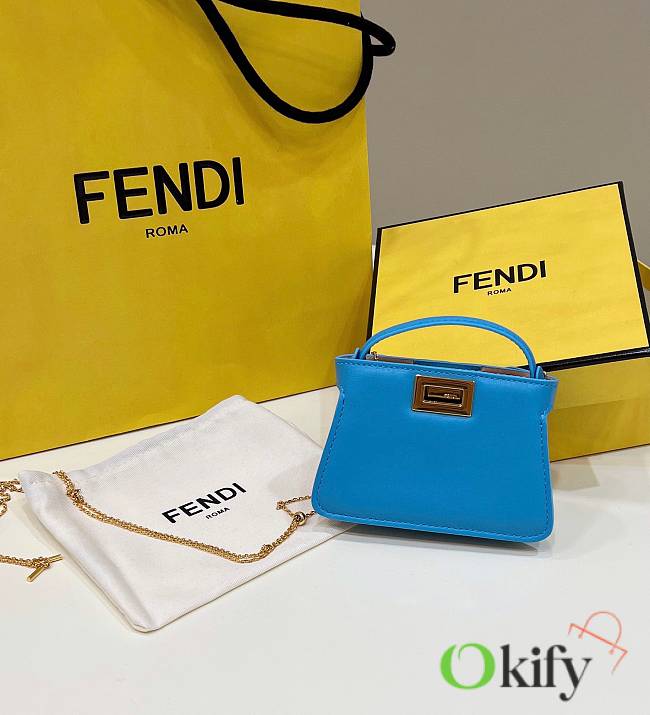 Okify Fendi Women Pico Peekaboo Charm Blue Leather Charm - 1