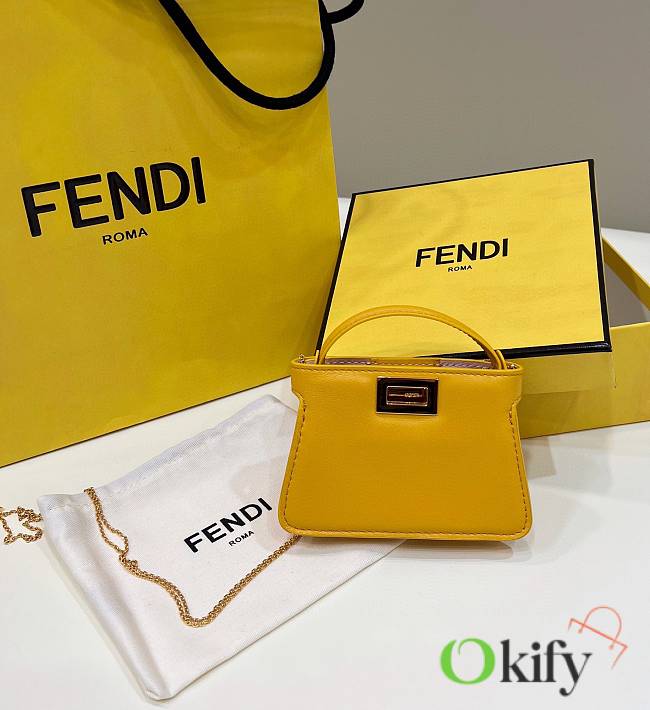 Okify Fendi Women Pico Peekaboo Charm Yellow Leather Charm - 1