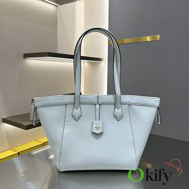 Okify Fendi Origami Medium White Leather Bag That Can Be Transformed 27cm - 1