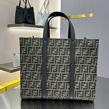 Okify Fendi Shopper FF Jacquard Fabric Bag 41cm