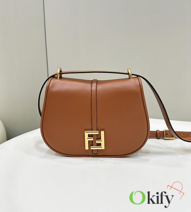 Okify Fendi C’mon Medium Brown Leather Bag 25cm - 1