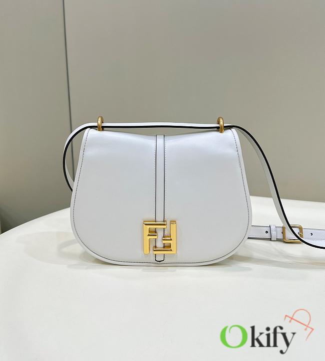 Okify Fendi C’mon Medium White Leather Bag 25cm - 1