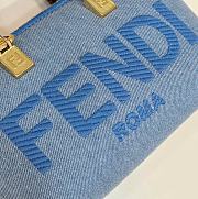 Okify Fendi By The Way Mini Light Blue Denim Small Boston Bag 20cm - 5