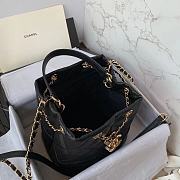 Okify CC Rolled Up Drawstring Bucket Bag Black Caviar with Gold Hardware 20cm - 3
