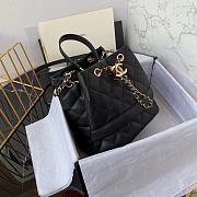 Okify CC Rolled Up Drawstring Bucket Bag Black Caviar with Gold Hardware 20cm - 5