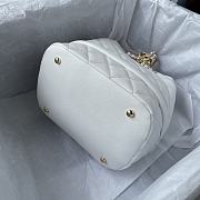 Okify CC Rolled Up Drawstring Bucket Bag White Caviar with Gold Hardware 20cm - 2
