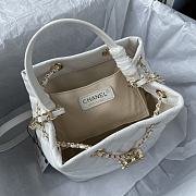 Okify CC Rolled Up Drawstring Bucket Bag White Caviar with Gold Hardware 20cm - 5