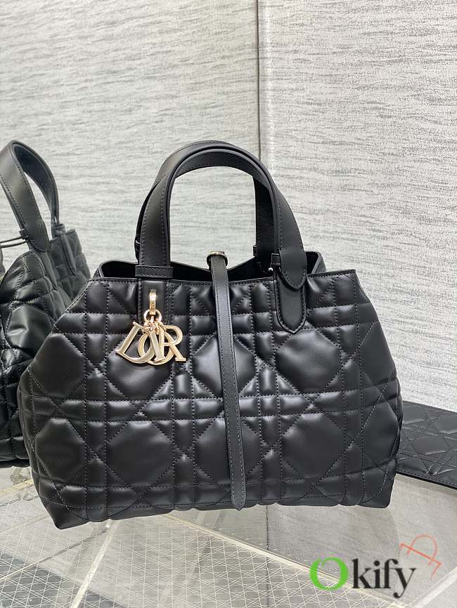 Okify Dior Medium Toujours Bag Black Macrocannage Calfskin 28.5cm - 1