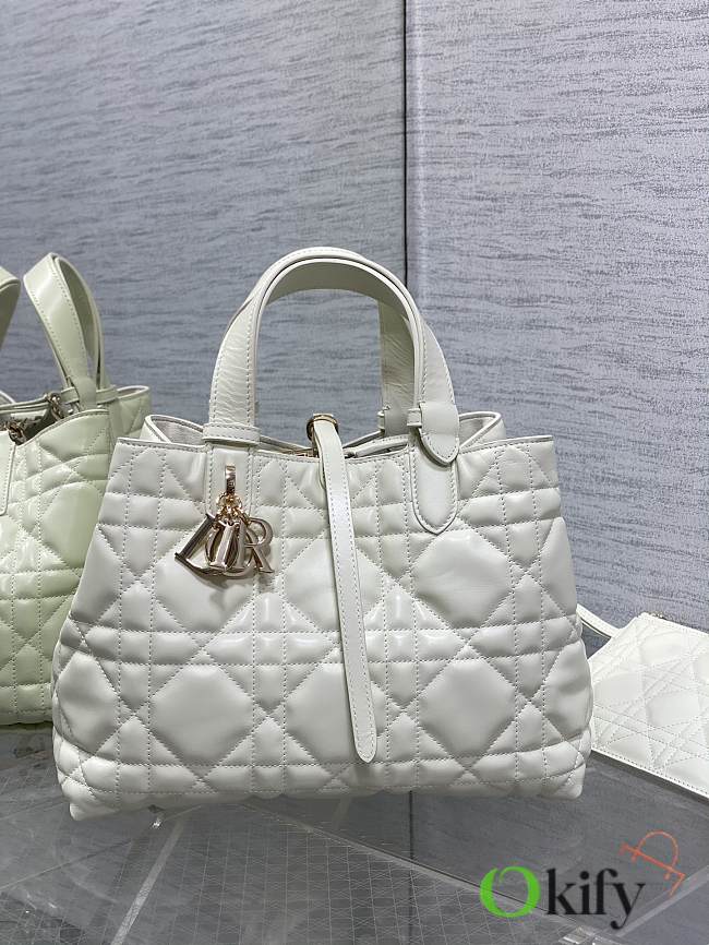 Okify Dior Medium Toujours Bag White Macrocannage Calfskin 28.5cm - 1