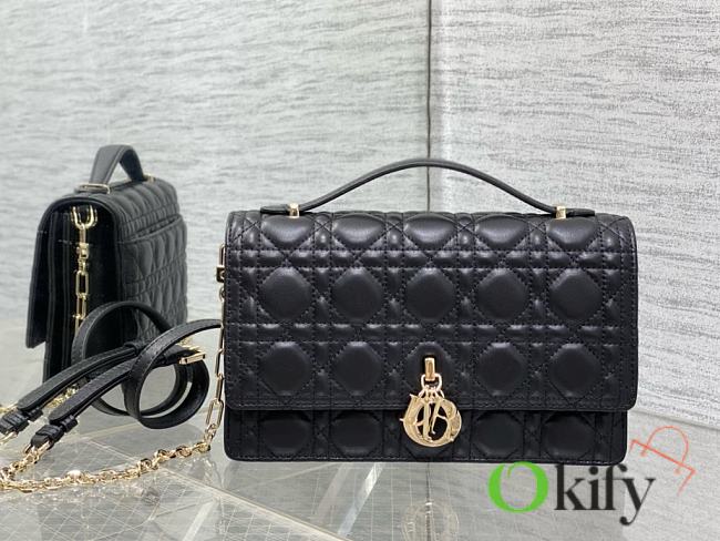 Okify Miss Dior Top Handle Bag Black Cannage Lambskin 24cm - 1