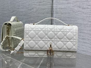 Okify Miss Dior Top Handle Bag White Cannage Lambskin 24cm