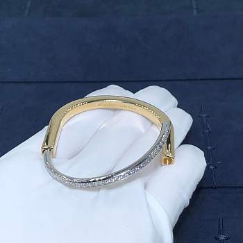 Okify Tiffany Bangle Yellow and White Gold with Half Pave Diamonds