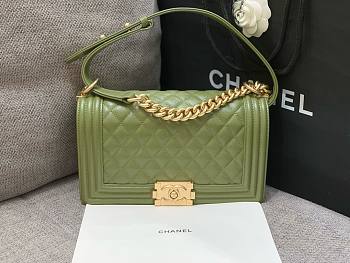 Okify CC Leboy Medium 25 Quilted Green Caviar Gold Hardware 
