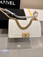 Okify CC Leboy Medium 25 Quilted White Caviar Gold Hardware - 1