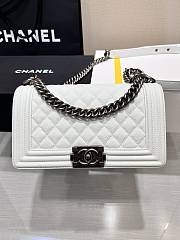 Okify CC Leboy Medium 25 Quilted White Caviar Silver Hardware - 1