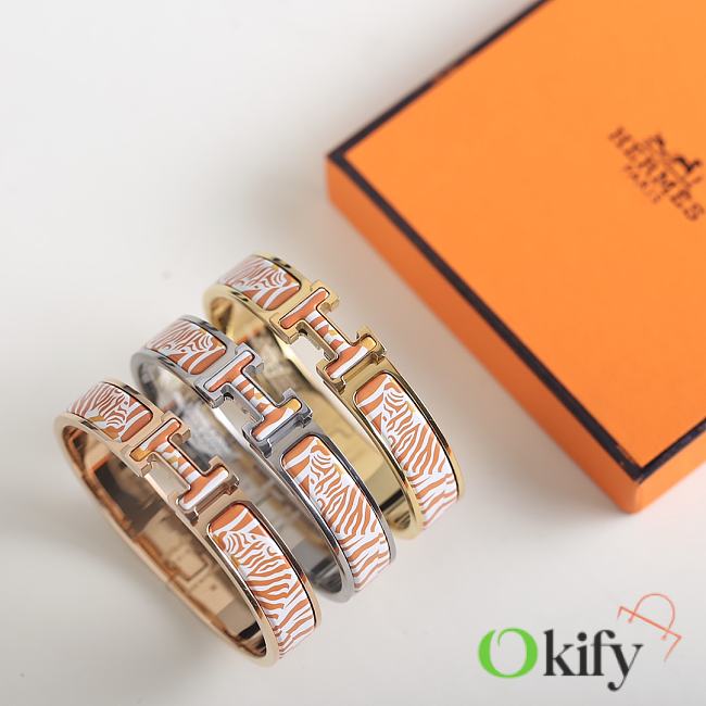 Okify Hermes Clic H Zebres de Tanzanie Bracelet Orange - 1