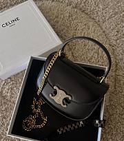 Okify Celine Mini Chain Besace Clea in Shiny Calfskin Black  - 3