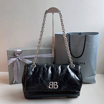 Okify Balenciaga Monaco Small Chain Bag in Black Silver Hardware