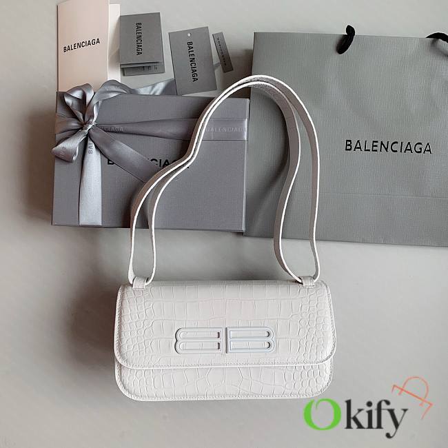 Okify Balenciaga Gossip Small Bag Crocodile Embossed in White White Hardware - 1