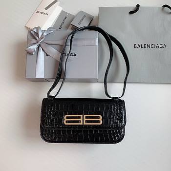 Okify Balenciaga Gossip Small Bag Crocodile Embossed in Black Gold Hardware