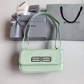 Okify Balenciaga Gossip Small Bag Crocodile Embossed in Light Green Silver Hardware