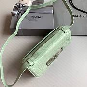 Okify Balenciaga Gossip Small Bag Crocodile Embossed in Light Green Silver Hardware - 3