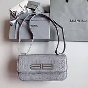 Okify Balenciaga Gossip Small Bag Crocodile Embossed in Gray Silver Hardware - 1