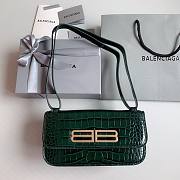 Okify Balenciaga Gossip Small Bag Crocodile Embossed in Green Gold Hardware - 1