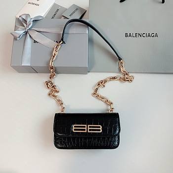 Okify Balenciaga Gossip XS Chain Shoulder Bag Crocodile Embossed in Black Gold Hardware