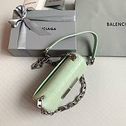 Okify Balenciaga Gossip XS Chain Shoulder Bag Crocodile Embossed in Light Green Silver Hardware - 5