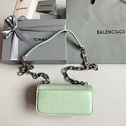 Okify Balenciaga Gossip XS Chain Shoulder Bag Crocodile Embossed in Light Green Silver Hardware - 4