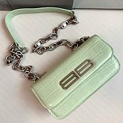 Okify Balenciaga Gossip XS Chain Shoulder Bag Crocodile Embossed in Light Green Silver Hardware - 2