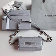 Okify Balenciaga Gossip XS Chain Shoulder Bag Crocodile Embossed in Gray Silver Hardware - 1