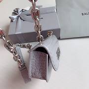 Okify Balenciaga Gossip XS Chain Shoulder Bag Crocodile Embossed in Gray Silver Hardware - 6
