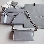 Okify Balenciaga Gossip XS Chain Shoulder Bag Crocodile Embossed in Gray Silver Hardware - 4