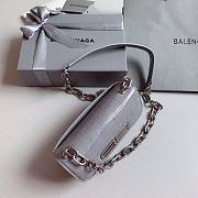 Okify Balenciaga Gossip XS Chain Shoulder Bag Crocodile Embossed in Gray Silver Hardware - 5