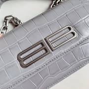 Okify Balenciaga Gossip XS Chain Shoulder Bag Crocodile Embossed in Gray Silver Hardware - 3