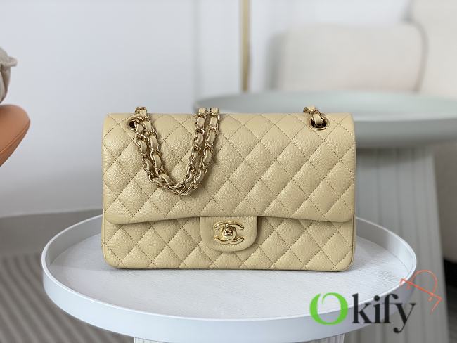 Okify CC Medium Flapbag 25 Light Yellow Caviar Gold Hardware  - 1