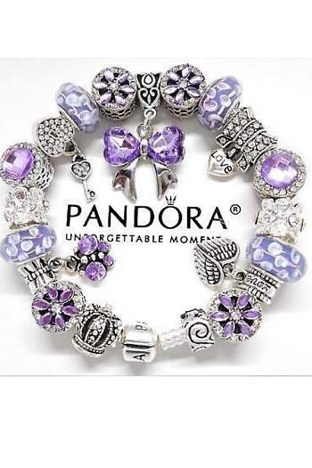 Okify Purple Pandora Charm Bracelet