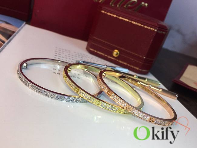 Okify Cartier Love Bracelet Small Model Diamond Paved 3.65 mm  - 1