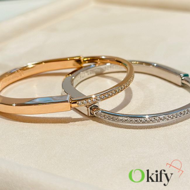 Okify Tiffany Lock Bracelet Bangle Rose/ White Gold  - 1