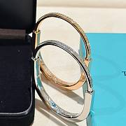 Okify Tiffany Lock Bracelet Bangle Rose/ White Gold  - 4